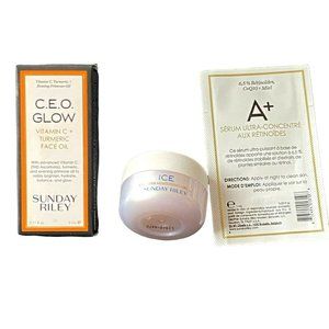 Sunday Riley CEO Glow Vitamin C, ICE Ceramide Cream, Travel Mini + A+ Sample NEW